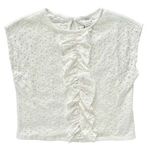 NEW! Zara Eyelet Ruffle Top Size 11-12 Ivory